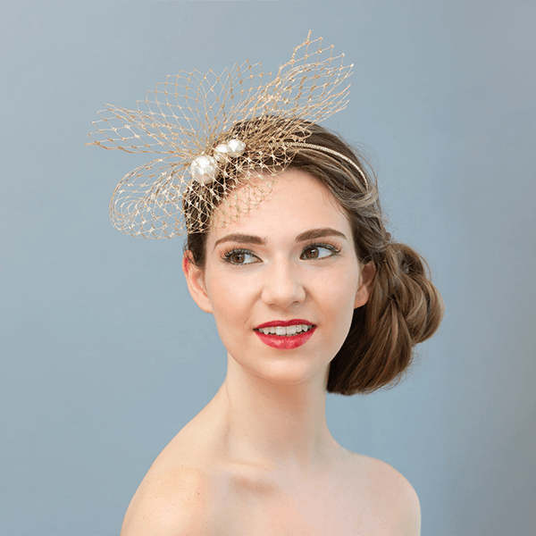 golden_veil_fascinator Pearl and gold veil fascinator