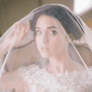 bride with drop veil