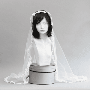 mantilla veil on mannequin