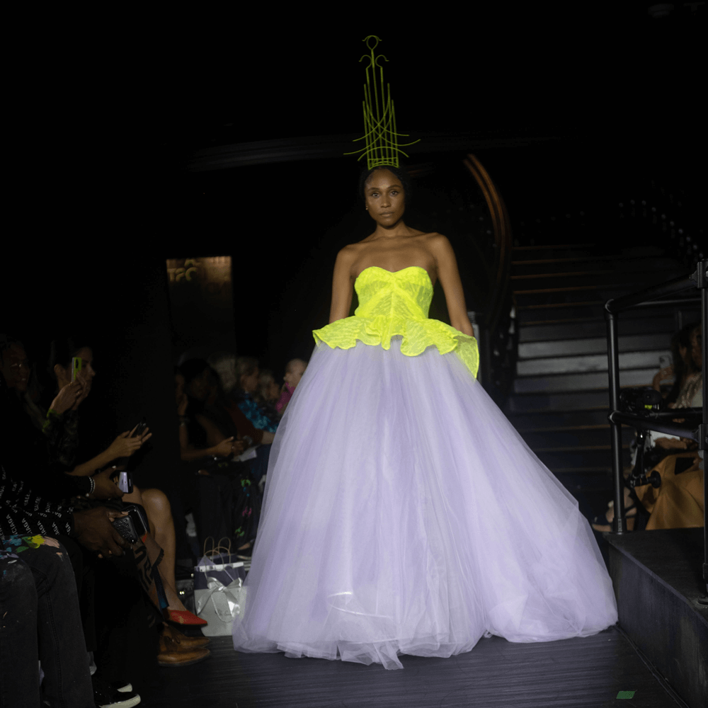 NY Fashion Week model wearing Millinery Treasures hat