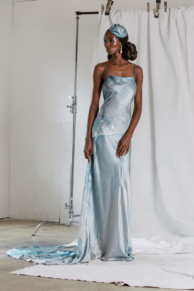 celestino-artic_fascinator3 couture headpiece in blue silk