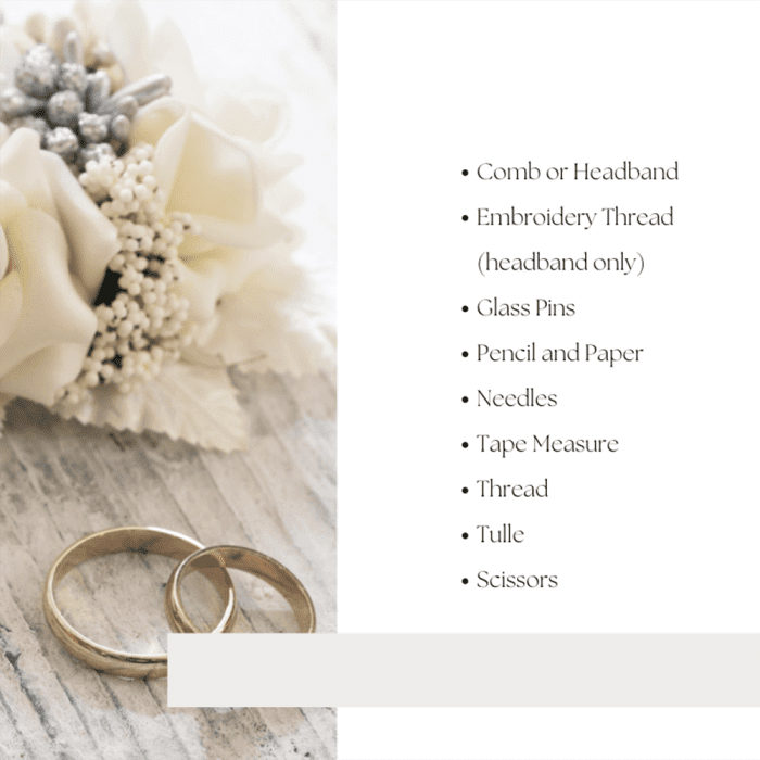 supplies for wedding veil patterns